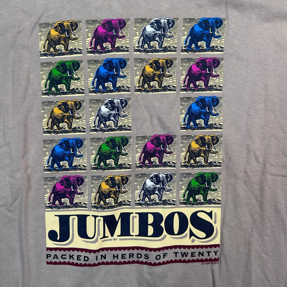 VTG 1996 Moonlight Tobacco Jumbos Elephant T-Shirt Hanes Beefy Men's Size XL Tan - Picture 2 of 11